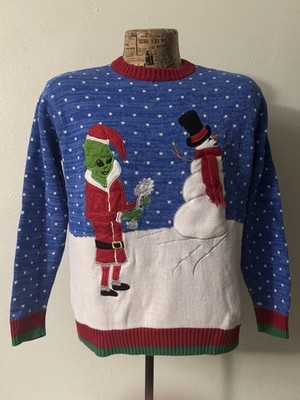 Blizzard Bay Ugly Christmas Sweater Alien Snowman Adult Humor Knit Size Small
