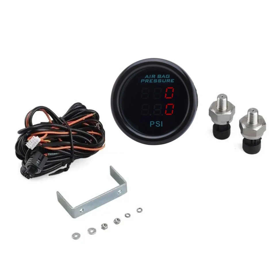 Manómetro de presión de aire rojo doble pantalla paseo aéreo 0-220 PSI suspensión neumática + sensores Foto 4 de 4