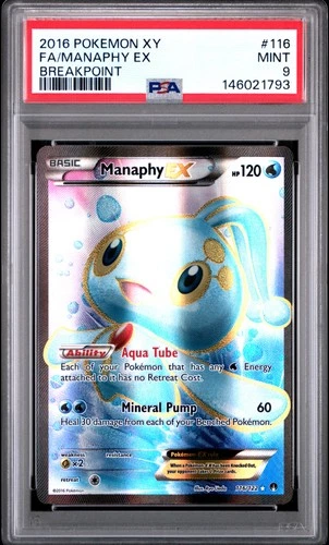 2016 POKEMON XY BREAKPOINT #116 FULL ART/MANAPHY EX PSA 9