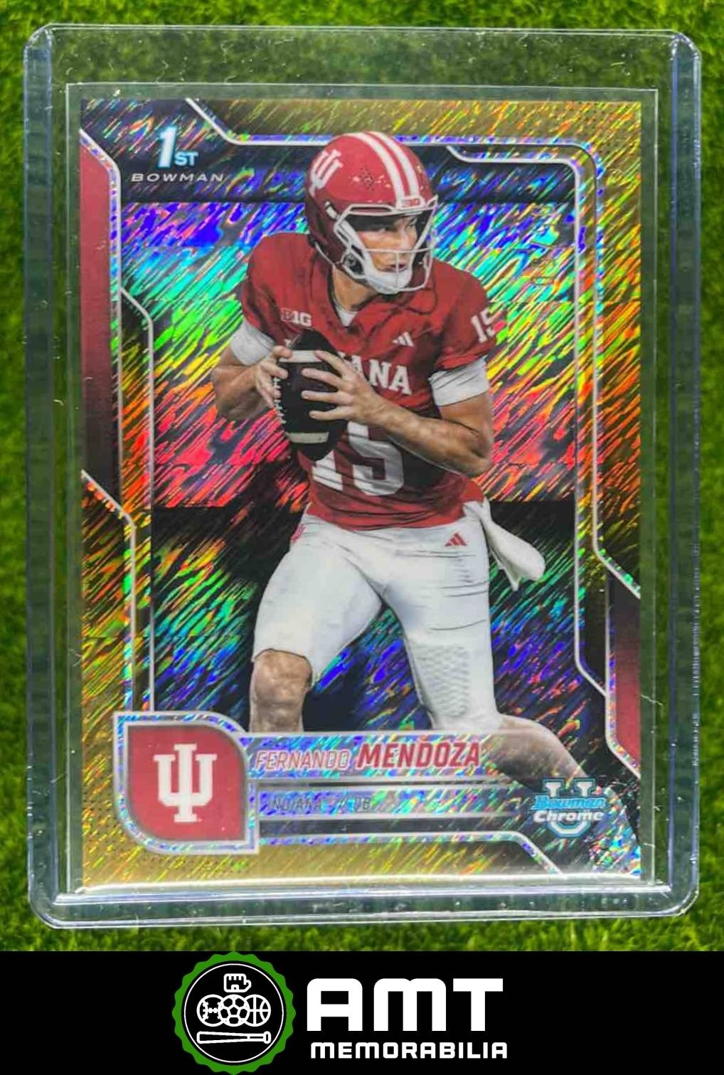 Fernando Mendoza 2025 Bowman Chrome University /50 Gold Shimmer Indiana #109