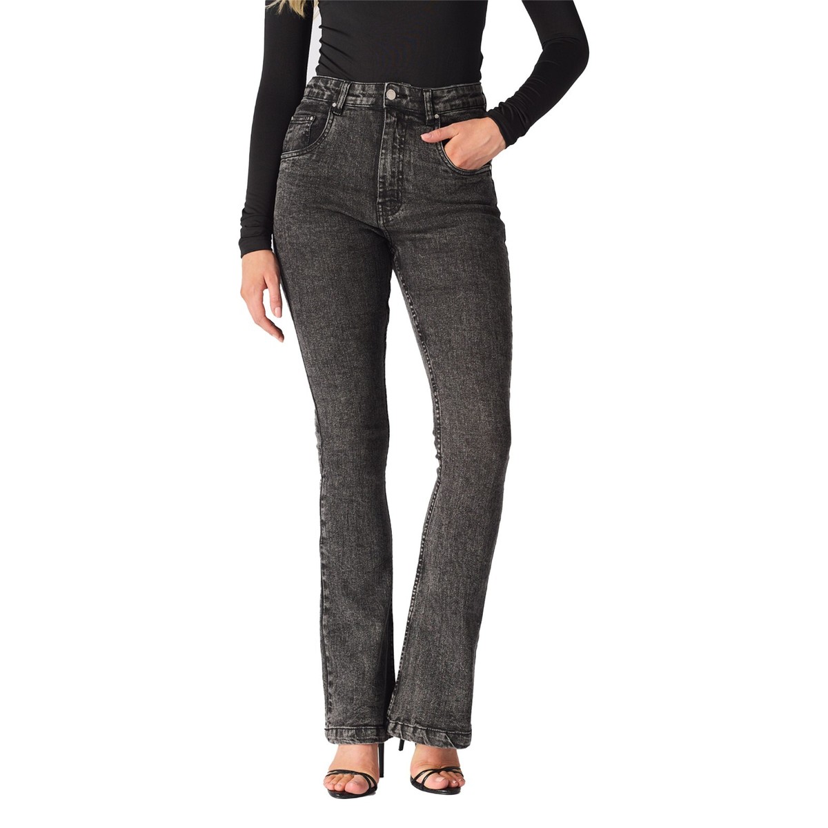 JMOJO Palazzo Jeans Pants Ladies Flare Pants High Waist Flare