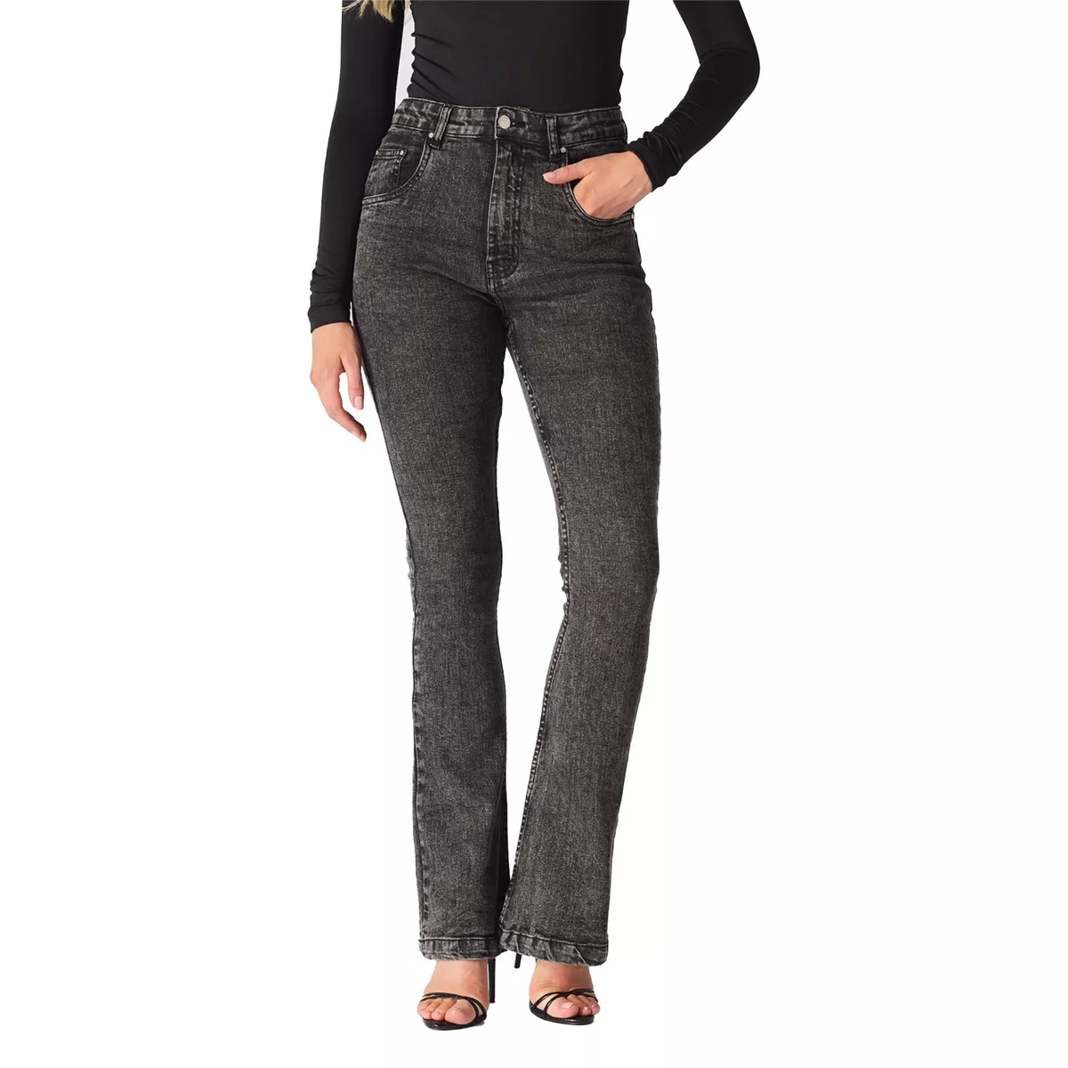 High waisted dark shop wash flare jeans