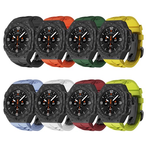 For Galaxy Watch Ultra 47mm Protective Case Carbon Fiber Strap Band FKM Silicone - Picture 2 of 28