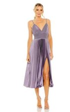 Ieena Mac Duggal Vintage Lilac Purple Pleated Satin Cocktail Dress Size 4 $398