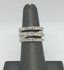 BEAUTIFUL - 925 Sterling Silver CZ Overlap Ring- Sz: 6 - 6.5G 814