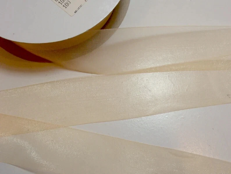 Cream Sheer Organza Ribbon 1 1/2 inches wide x 10 yards Schiff Brand Creme B33 - Image 4 of 4