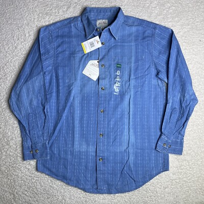 #ad Cabela#x27;s Indigo Blues Shirt Mens Medium Blue Button Up Southwestern NWT FLAWS $2.99