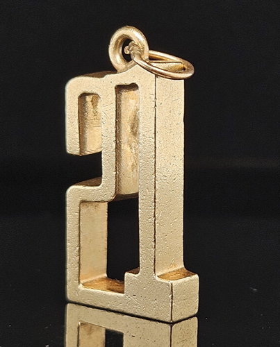 Vintage 14K Gold MONOLITHIC NUMBER 21 TWENTY ONE  Charm Pendant Maker KG - Picture 1 of 6