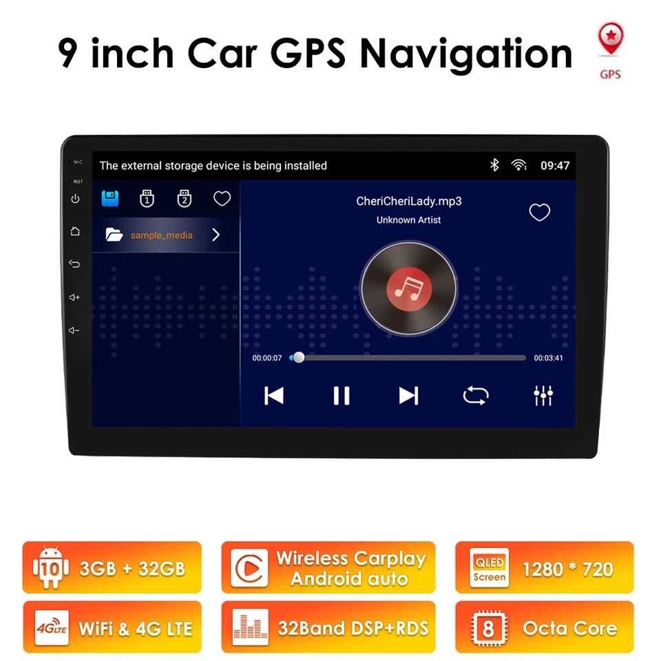 9" Android 10.0 GPS 3+32GB 8 Core 2 DIN Car Stereo Radio GPS Android Auto DSP 4G - Image 4 of 4