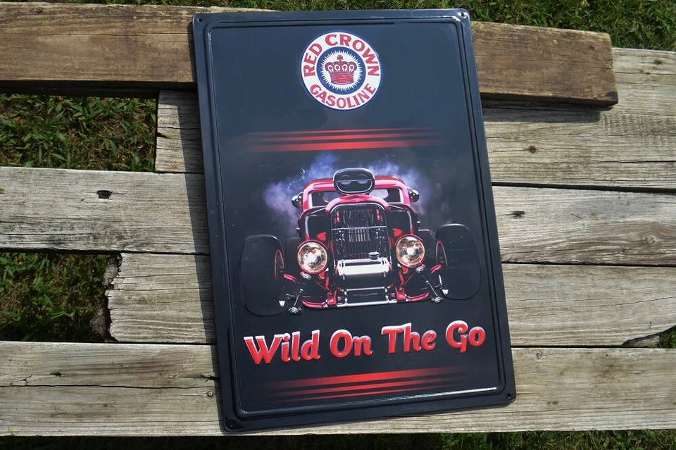 Red Crown Gasoline Embossed Tin Metal Sign - Standard Oil Co. Inc. - Nebraska - Image 2 of 4