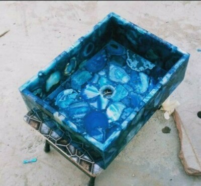 18'' x 15'' Agate Bathroom Washbasin / Sink Handmade Work Home Office Decor