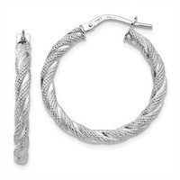 14k White Gold Twisted Textured Hoop Earrings (1in Long) on sale 14k White Gold Twisted Textured Hoop Earrings (1in Long) on sale