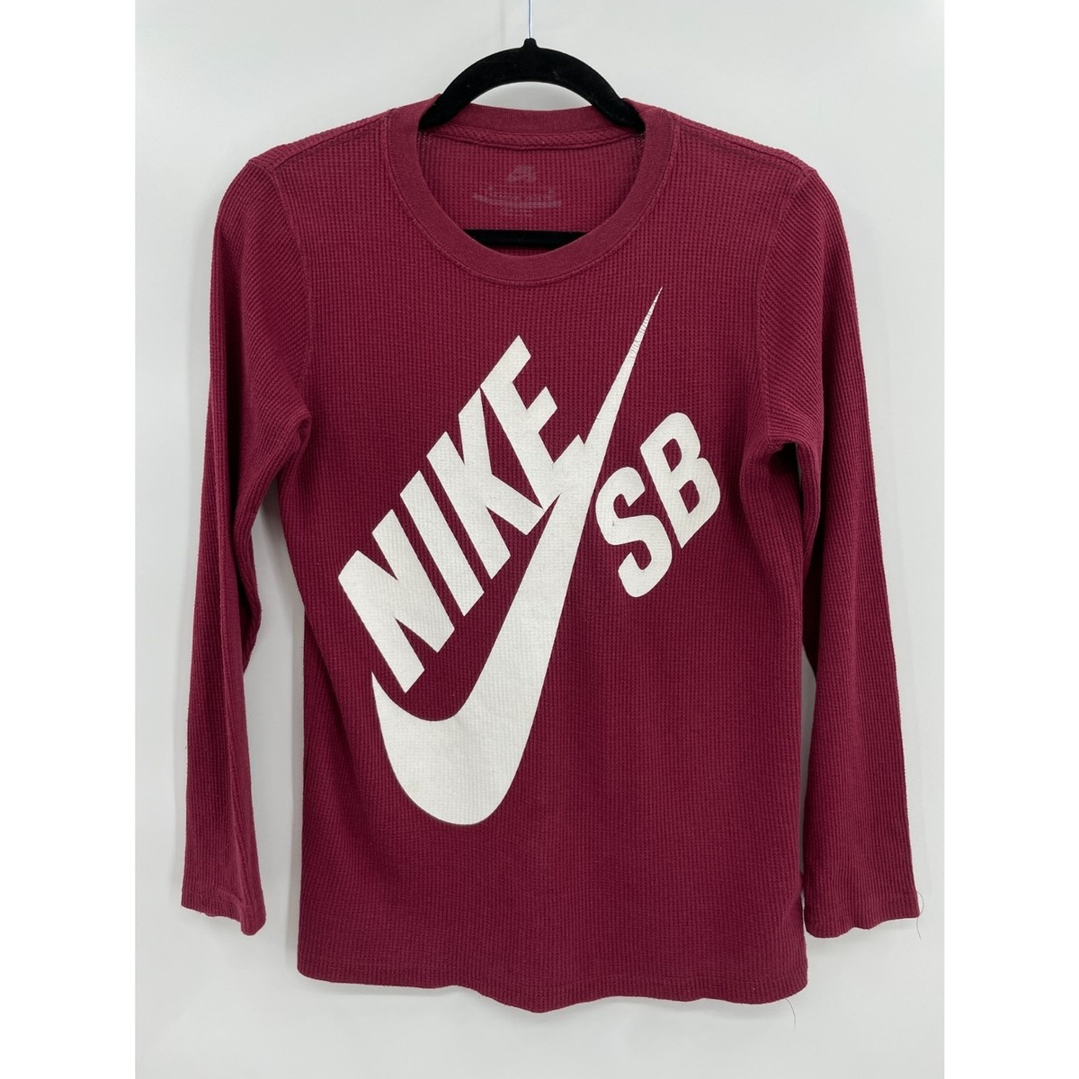 NIKE SB Graphic Logo Long Sleeve Waffle Knit Thermal Shirt Size Youth M