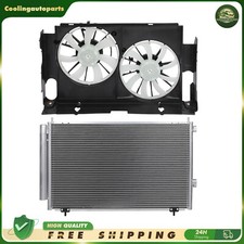 A/C Condenser & Radiator Condenser Cooling Fan Kit For 2013-18 Toyota RAV4 2.5L