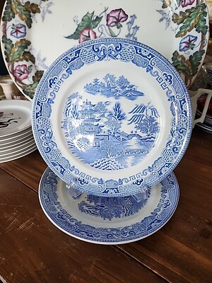 Dinner Plate White Plates With Blue Design Blue Transferware Blue Willow  10