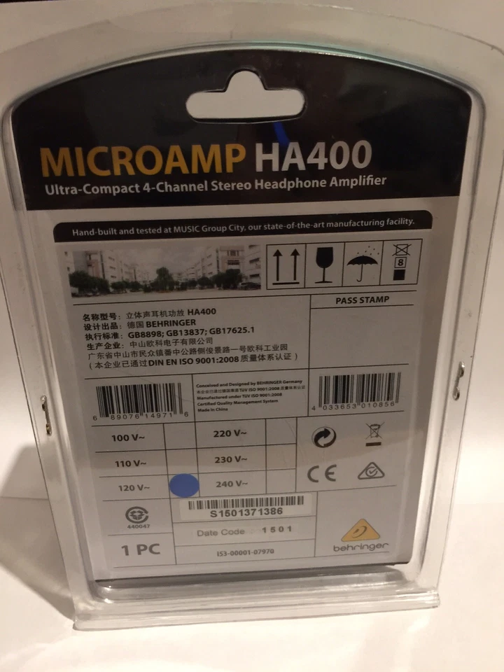 MICROAMP HA400 BEHRINGER ULTRA-COMPACT 4-CHANNEL STEREO HEADPHONE AMPLIFIER - Image 4 of 4