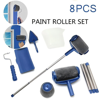 Paint Runner Pro Roller Brush Set Wall Painting Edger Handle DIY Tool Kit 8 Pack