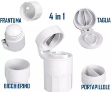 Taglia Pillole 4 in 1 - Frantuma/Trita Porta Pillola Bicchiere Portatile - Lama 