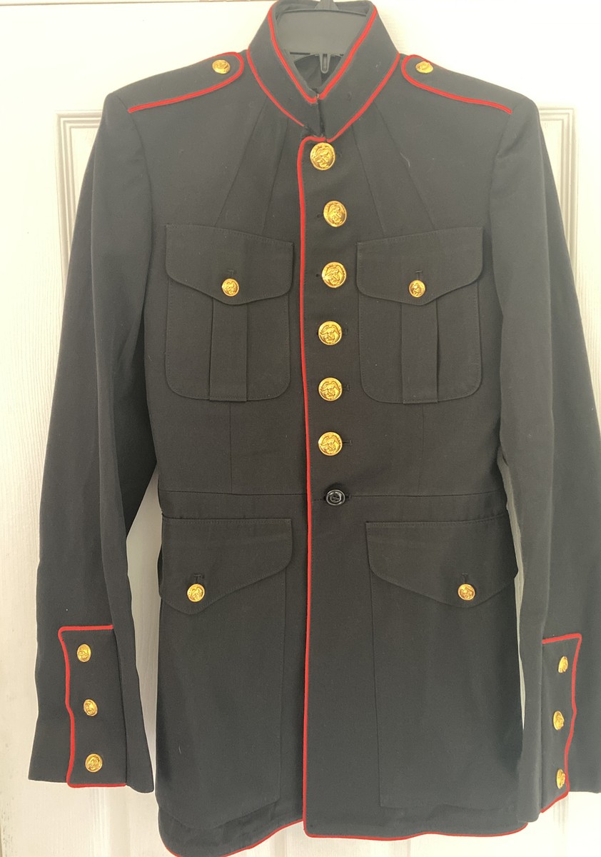 US Marines USMC Enlisted Dress Blue Male Jacket Coat Size 38 Long