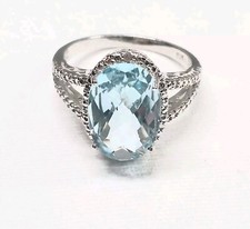 Blue Topaz Ring - 925 Sterling Silver Women's Size 7 Large Stone new