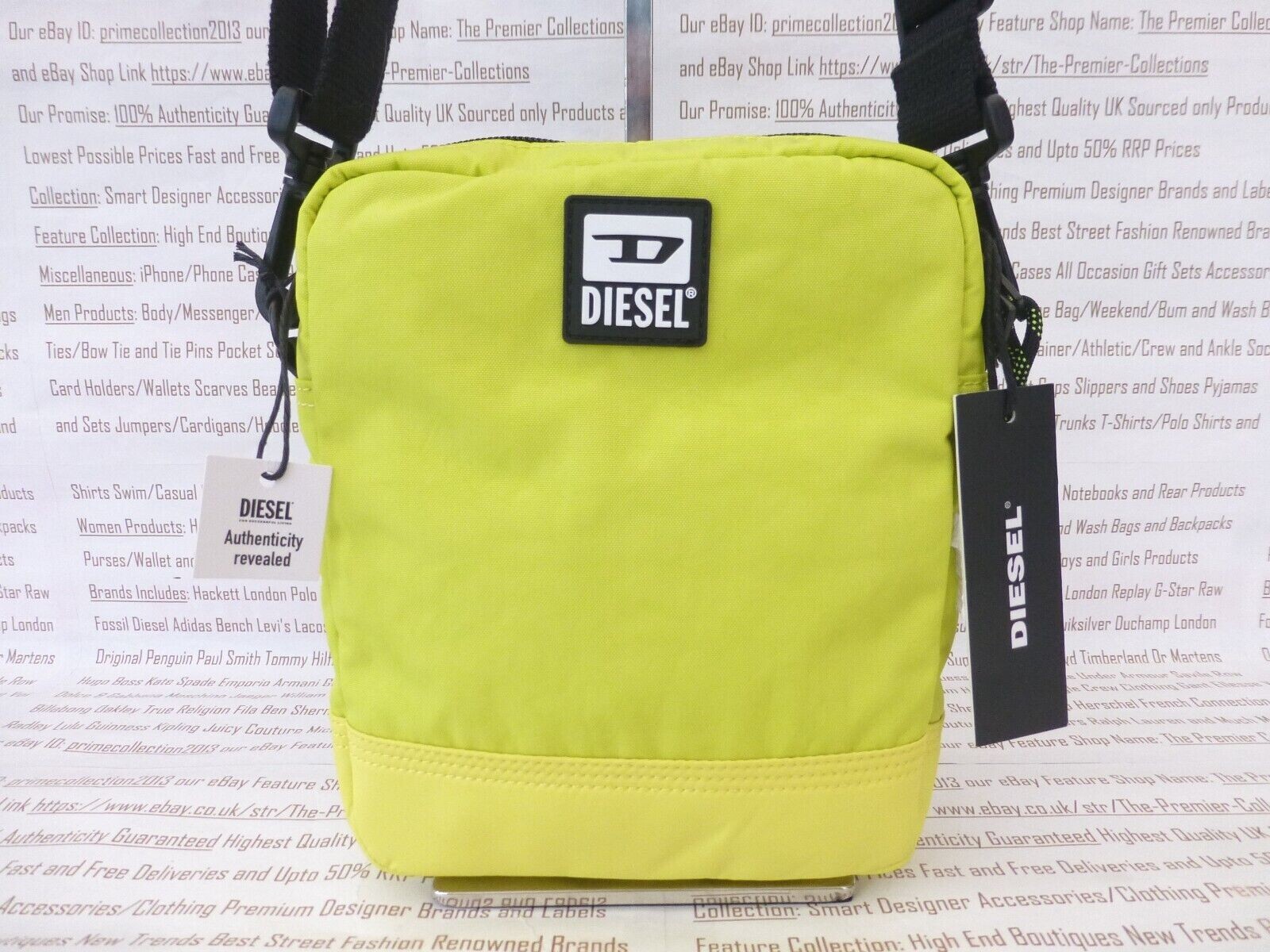 DIESEL Mini Flat or Slim Cross Body Bag Mens Yellow Canvas  