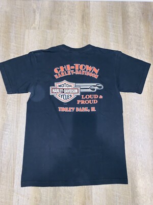 Harley Davidson Men s Size M T-Shirt  Chi-Town H-D  Tinley Park, IL. **EUC**