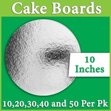 Cake Board Silver RD 10"-Cake Cupcake Cardboard Window Sweets Boxes Muffin Cases