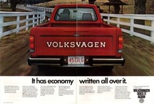 1980 VW Volkswagen Pickup Truck 2 Page Vintage Print Ad Horse Farm 80s Wall Art