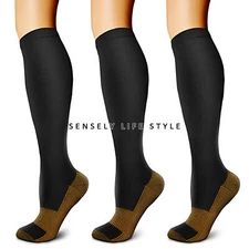 3Pair Graduated Compression Socks for Women Men 15-20 mmHg Reduce Blood Clots