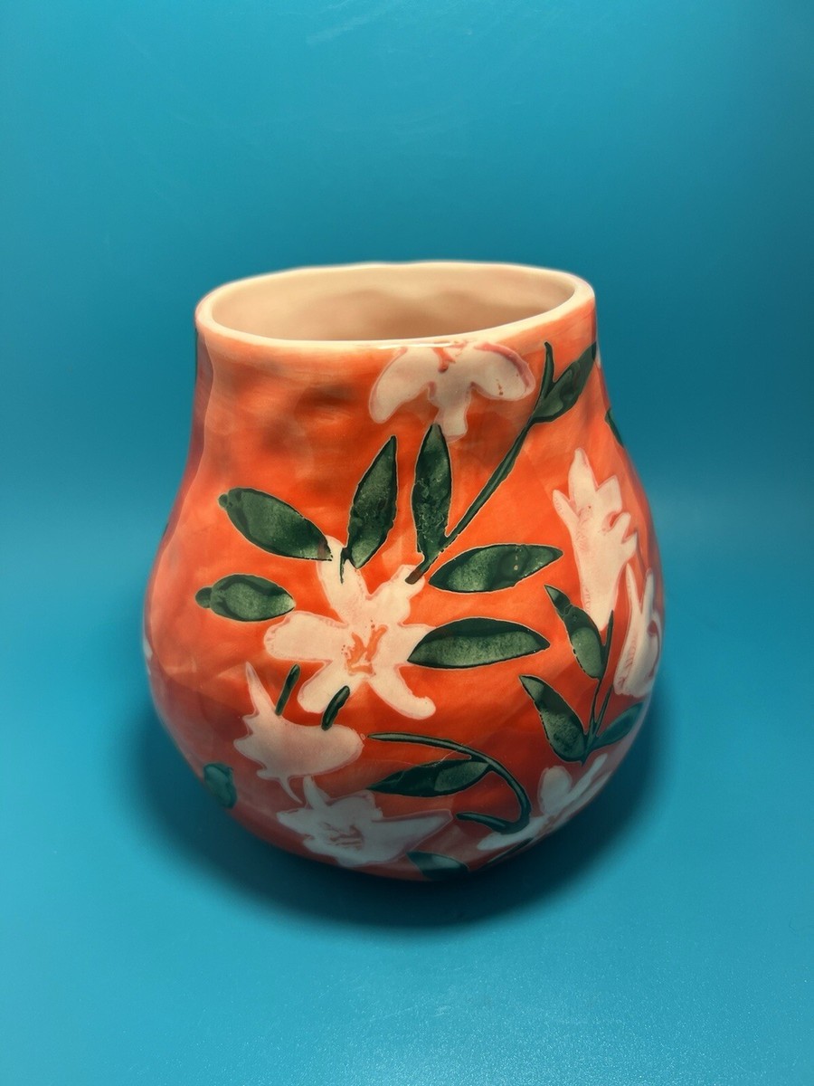Anthropologie Leah Reena Goren Floral Ceramic Decorative Vase | eBay
