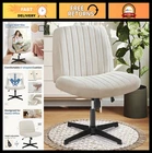 Comfortable Armless Desk Chair - Adjustable Swivel, Criss Cross Design, Beige