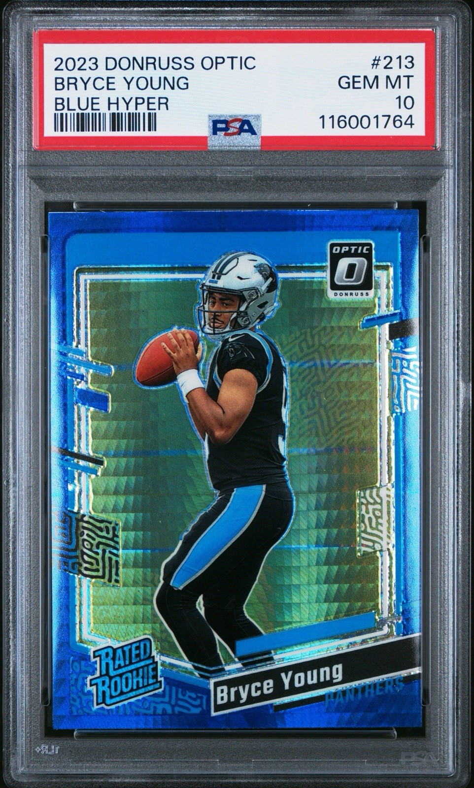 2023 Donruss Optic Bryce Young Blue Hyper Prizm Rated Rookie #213 PSA 10
