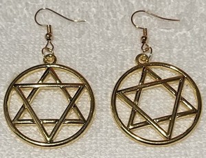Authentic Goldtone Star of David Earrings W/ Gold plated earwires w/coil NEW Handmade