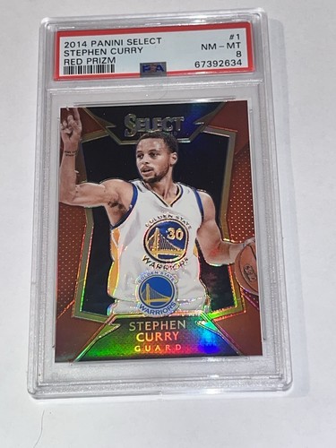 2014-15 SELECT STEPHEN CURRY RED PRIZM /149 PSA 8 SHARP MVP WARRIORS