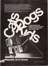 Polaroid SX-70 Sonar Vintage Print Ad 1980 Instant Camera Black White