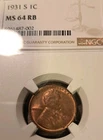 1931 S Lincoln Wheat Cent NGC MS64 RB