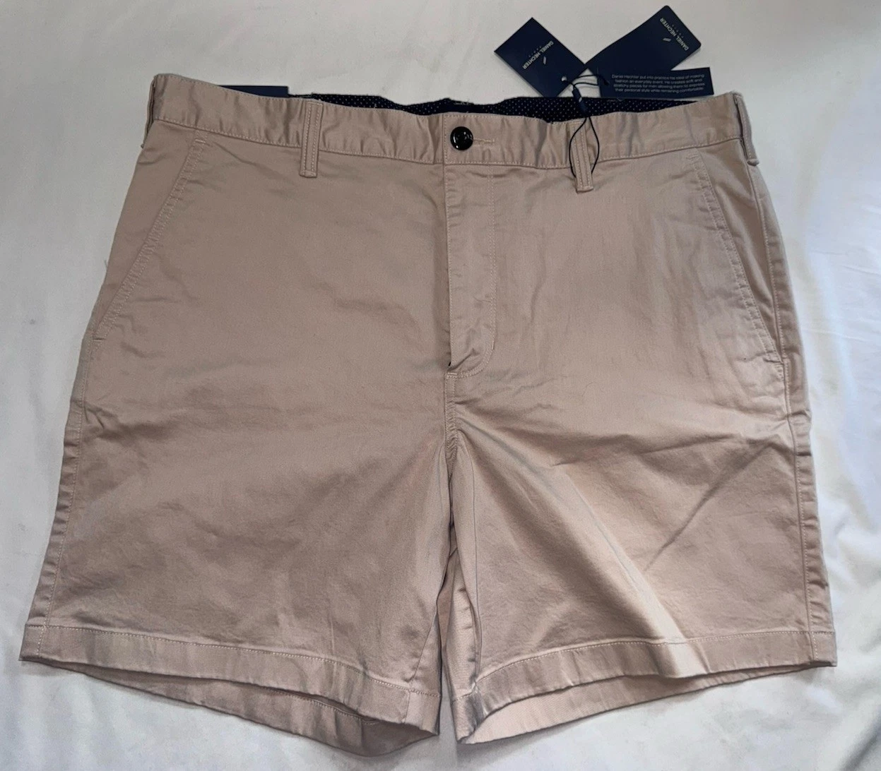 Daniel Hechter Flat Front Shorts Mens 38 Beige Khakis Stretch Cotton Chino NWT