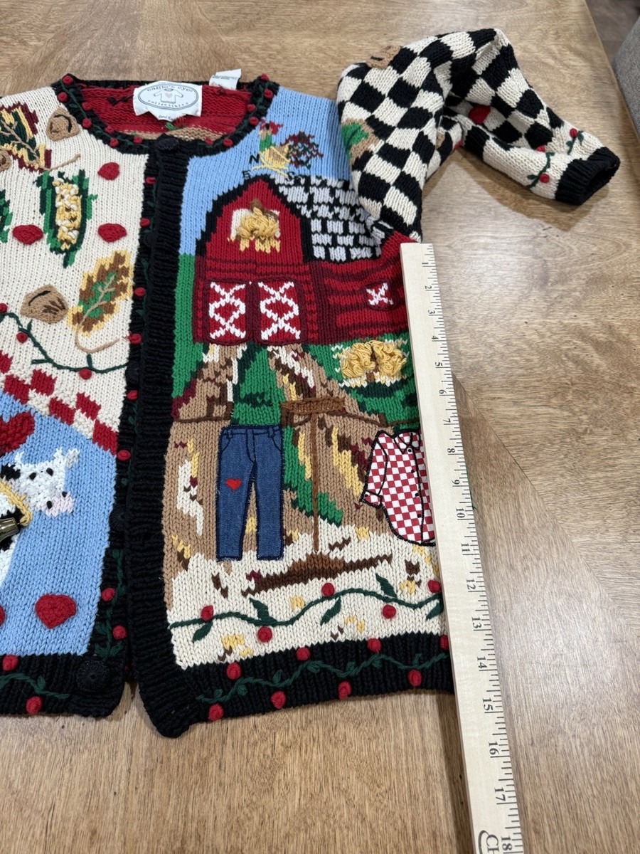 VTG The Eagle's Eye Women's 90s Cow Check Cardigan Sweater Sz M | eBay