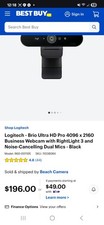 Logitech Brio Ultra HD Pro 4096 x 2160 Business Webcam w/ RightLight 3