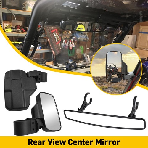Rear UTV Mirrors Side&Center Set 1.75" Roll Bar For RZR Polaris 570/900/XP 1000 - Afbeelding 12 van 22