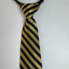 NAUTICA Boys Zipper Blue Yellow Striped 100 Silk Necktie
