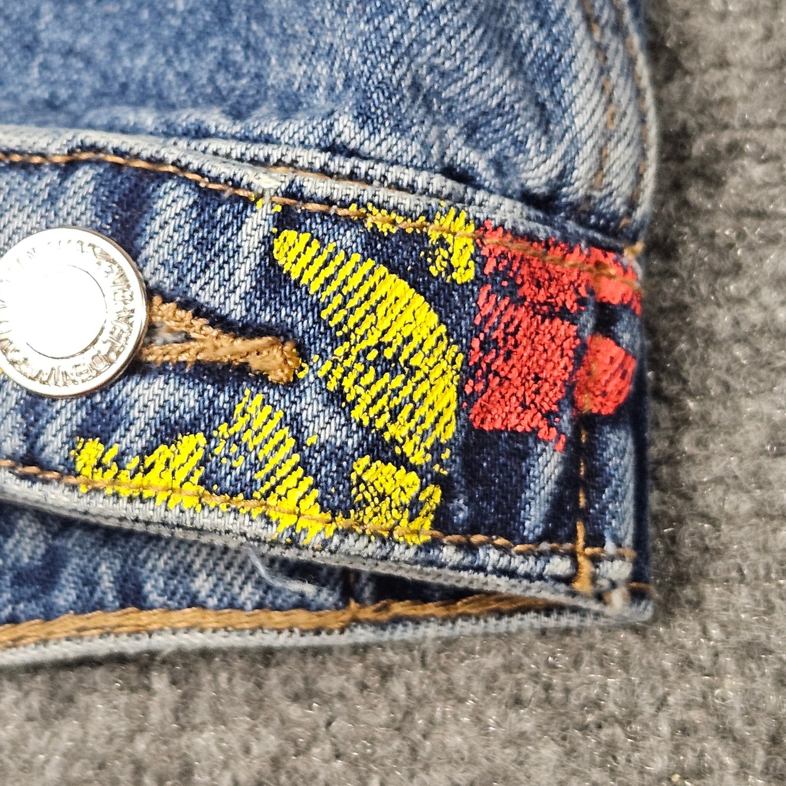 Patchwork Reworked Jean Jacket S Crop Distressed … - image 7