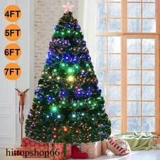 4/5/6/7ft Pre Lit Fiber Optic Christmas Tree Xmas Color Changing LED Light Decor