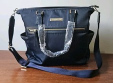 Perry Mackin Navy Blue Diaper Bag Tote Shoulder Bag NWOT Multi-Pocket Travel