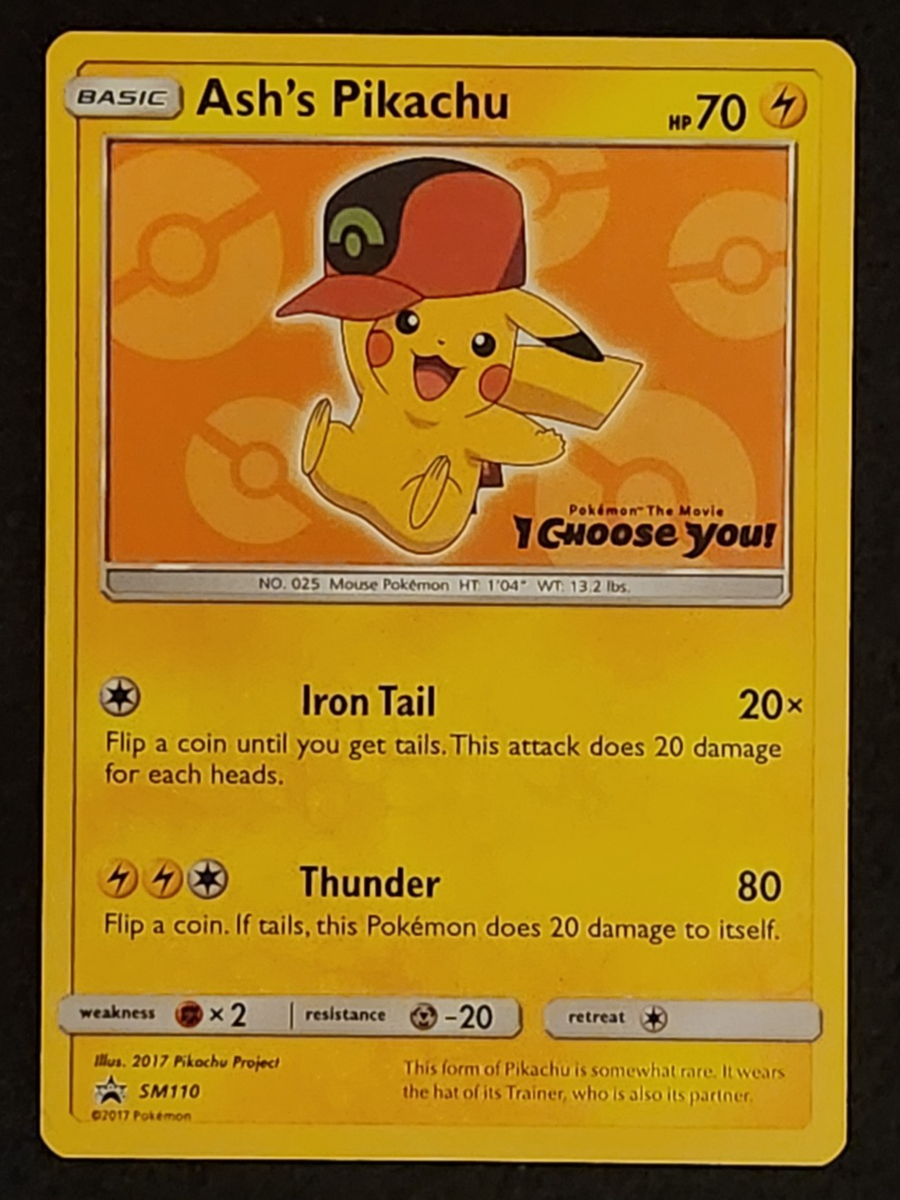 2017 Pokémon Black Star Ash's Pikachu Promo #SM110 EX-NM | eBay