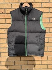 The North Face 700 Quilted Puffer Down Gilet Grey Green Mens Medium