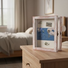 Luxury 8x10 Flower Shadow Box Frame - Elegant Memory Display Case in White Pink