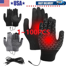 Heated Gloves Electric Rechargeable Battery Hand Warm Windproof Thermal Winter