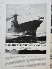 1935 Sinclair Oil Wins Navy Contract USS Saratoga Ship vintage ad