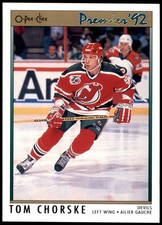 Tom Chorske New Jersey Devils 1992 O-Pee-Chee Premier Hockey Card #91